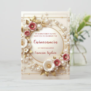 Elegante Invitación de Quinceañera floral de ensue