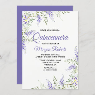 Elegante Invitación de Quinceanera Floral de Lavan