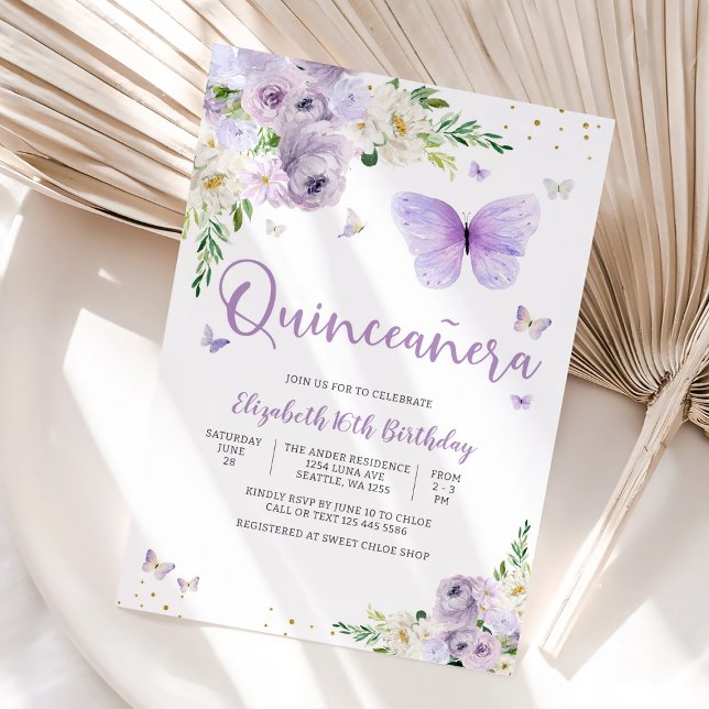 Elegante Invitación de Quinceañera Mariposa (Subido por el creador)