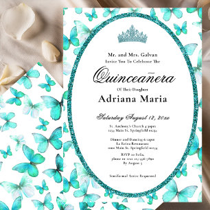 Elegante Invitación de Quinceañera Mariposas Azule