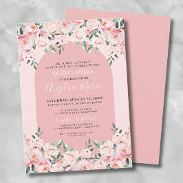 Elegante Invitación de Quinceanera Rosa