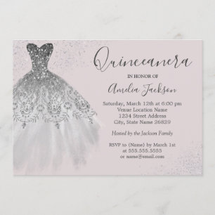 Elegante invitación de Quinceanera Rosa Dusty