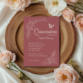 Elegante Invitación de Quinceañera Rosa Malva Atem