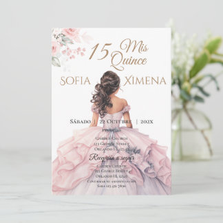 Elegante invitación de Quinceanera Rosa Rosa de Ru