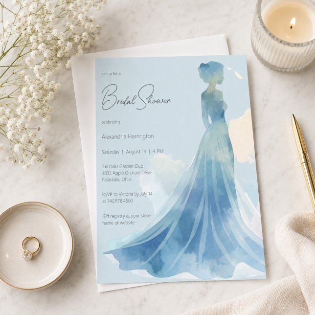 Elegante Invitación de Regader de Boda Azul (Subido por el creador)