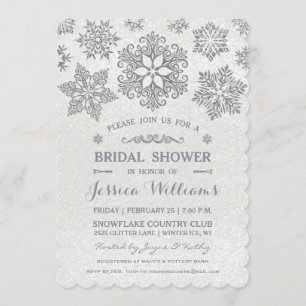 Elegante Invitación de Regadera Nupcial de Copo de