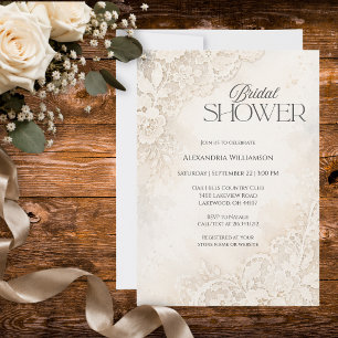 Elegante Invitación de Regadera Nupcial en Encaje