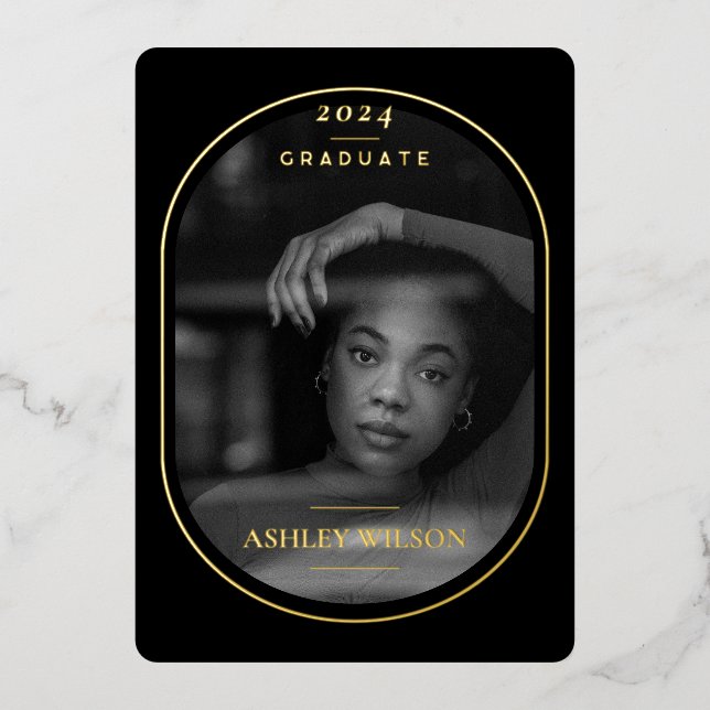 Elegante Invitación de Relieve metalizado de Gradu (Anverso)