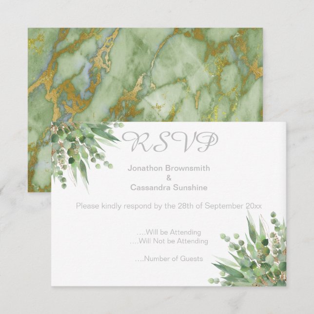 ELEGANTE INVITACIÓN DE RESPUESTA SIMPLE DE EUCALIP (Anverso / Reverso)