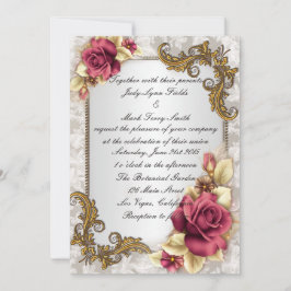 Elegante invitación de rosas rojas