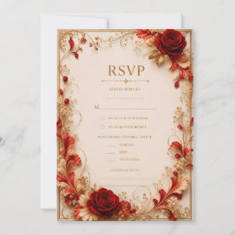 Elegante Invitación de RSVP de Boda Floral de Rosa