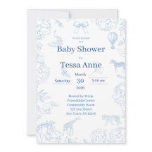 Elegante Invitación de Safari en Azul para Baby Sh