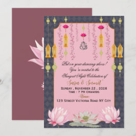 Elegante invitación de Sangeet para boda india