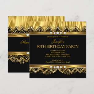 Elegante Invitación de Seda con Diamantes Negros y
