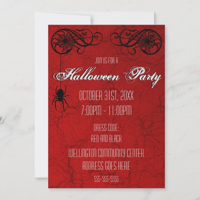 Elegante invitación de Spiderweb Party (Anverso)