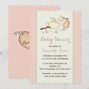 Elegante invitación de Stork Baby Shower