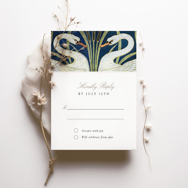 Elegante invitación de Swan RSVP para Boda (Subido por el creador)