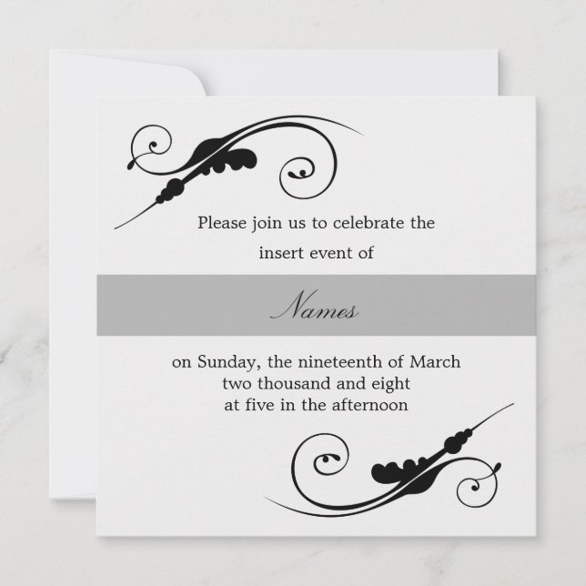 Elegante Invitación De Swirl (Anverso)