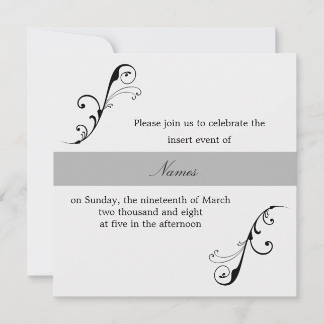 Elegante Invitación De Swirl (Anverso)
