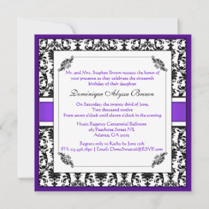 Elegante Invitación de Swirl Damasco [Púrpura]