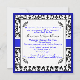 Elegante Invitación de Swirl Damask [Azul]