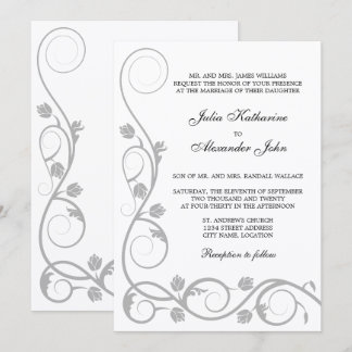 Elegante Invitación de Swirls Plateado