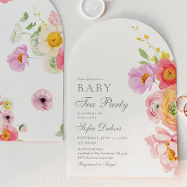 Elegante invitación de té para baby shower floral
