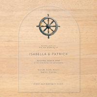 Elegante Invitación de Timón de Barco Náutico