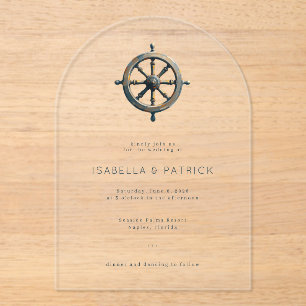 Elegante Invitación de Timón de Barco Náutico