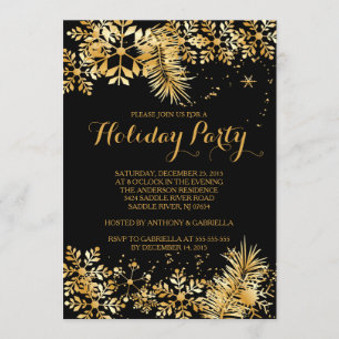 Elegante Invitación de vacaciones con copos de nie