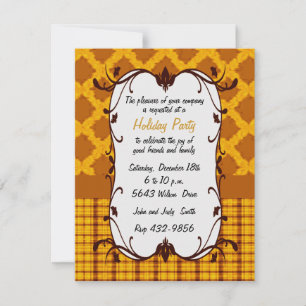 Elegante Invitación de vacaciones con flores de or