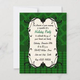 Elegante Invitación de vacaciones de color verde f