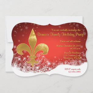 Elegante Invitación de vacaciones rojas de flores