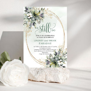Elegante Invitación de Votos de Boda en Verde Salv