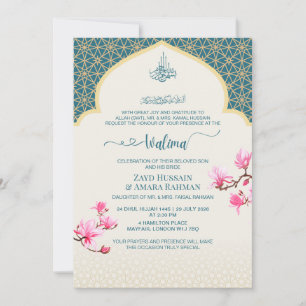 Elegante Invitación de Walima en Azul Turquesa Pro