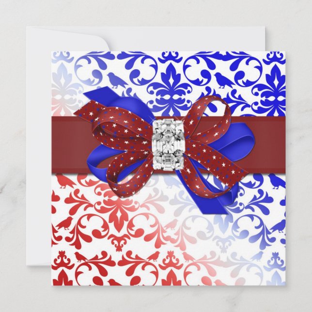 Elegante invitación del 4 de julio con arado de di (Anverso)