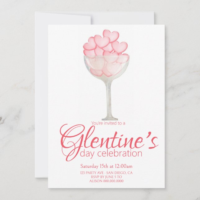 Elegante invitación del día de Galentine (Anverso)