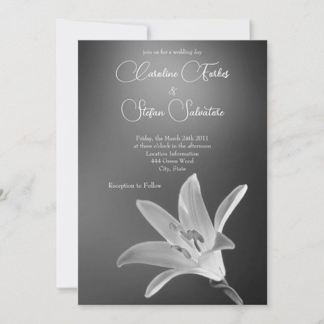 Elegante Invitación del Día de la Boda de Flores G (Anverso)