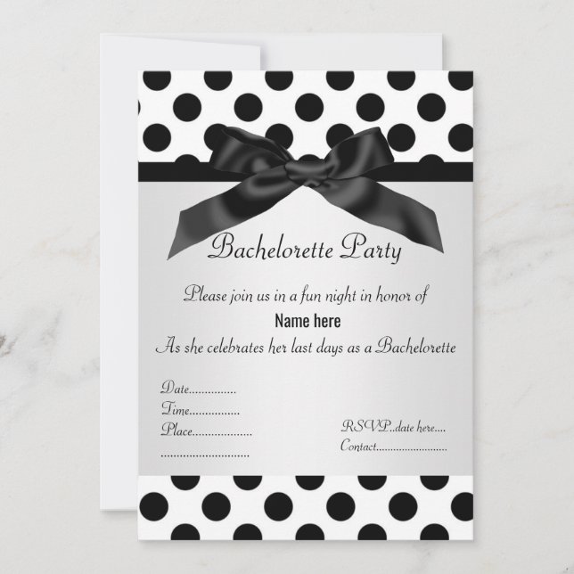 ELEGANTE INVITACIÓN DEL PARTIDO BACHELORETTE EN EL (Anverso)