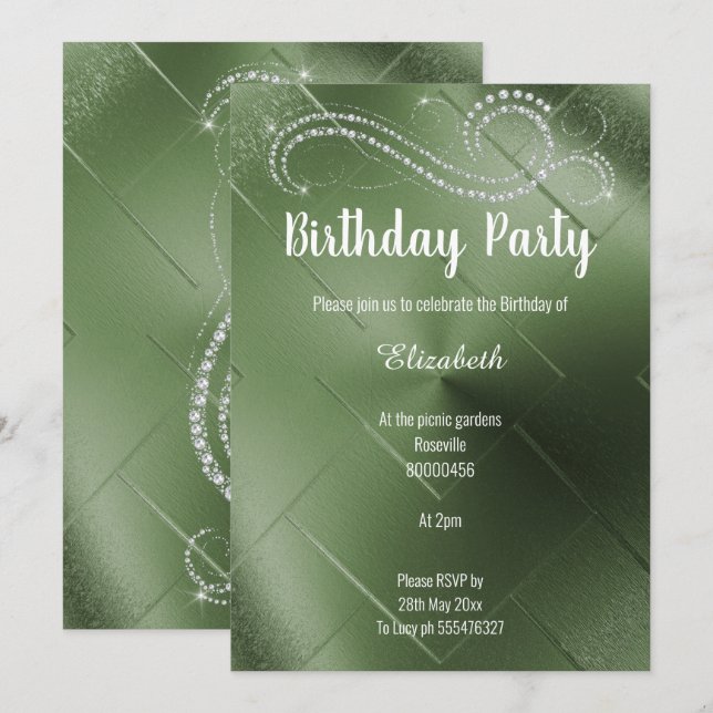 ELEGANTE INVITACIÓN DEL PARTIDO CUMPLEAÑOS DE DIAM (Anverso / Reverso)