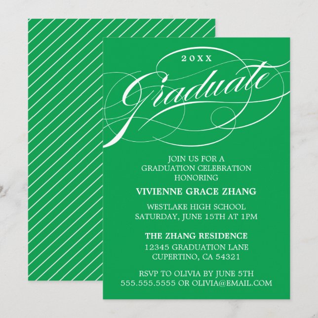 ELEGANTE INVITACIÓN DEL PARTIDO DE GRADUADO SCRIPT (Anverso / Reverso)
