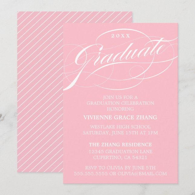 ELEGANTE INVITACIÓN DEL PARTIDO DE GRADUADO SCRIPT (Anverso / Reverso)