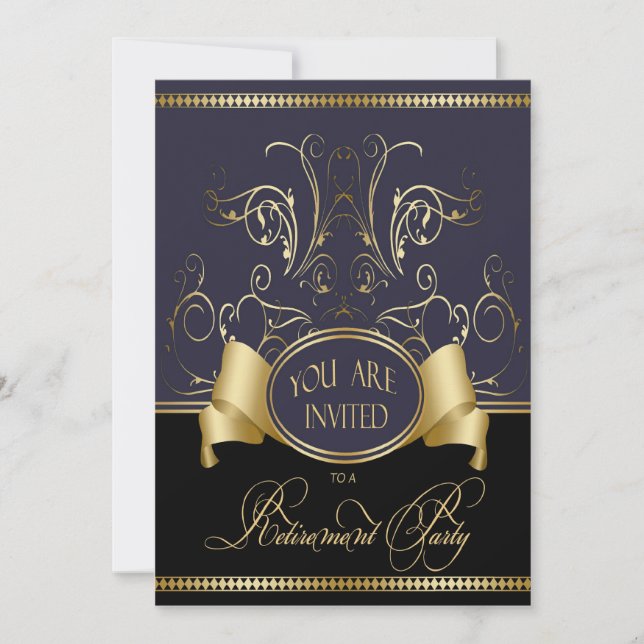 Elegante Invitación Del Partido De Jubilación En N (Anverso)