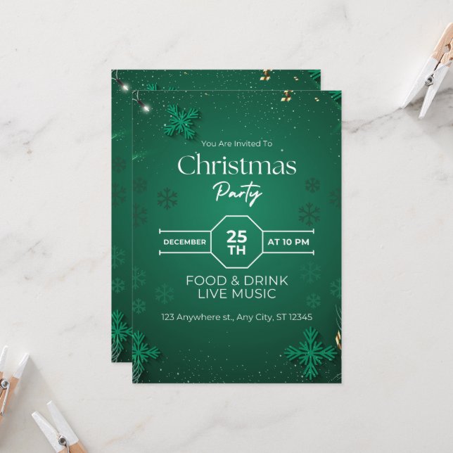 Elegante invitación del partido de Navidades Minim (Anverso/Reverso In Situ)