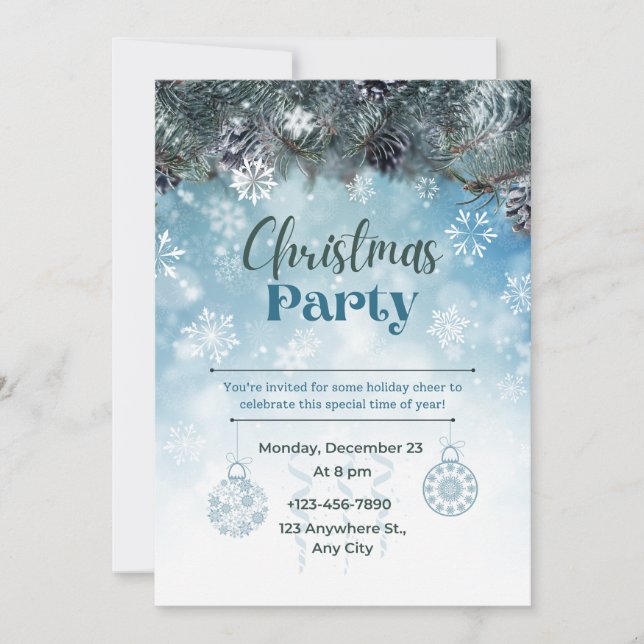Elegante invitación del partido de Navidades Minim (Anverso)