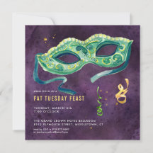 Elegante invitación del partido Mardi Gras