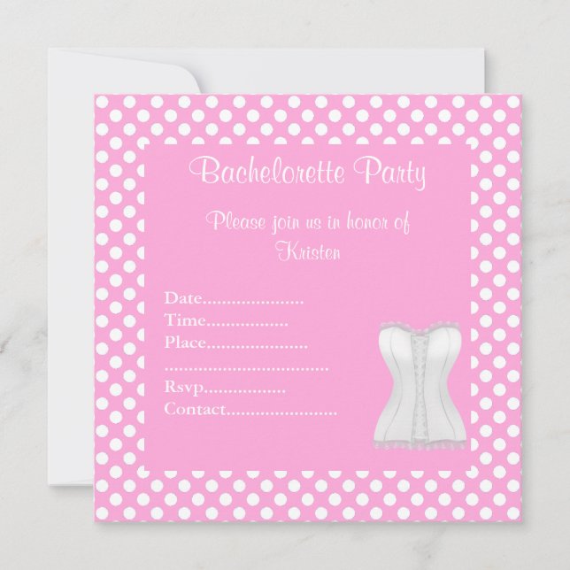 ELEGANTE INVITACIÓN DEL PARTIDO POT PINK BACHELORE (Anverso)