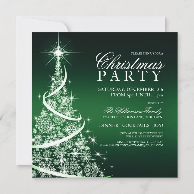 Elegante invitación del Partido Verde Navidad (Anverso)