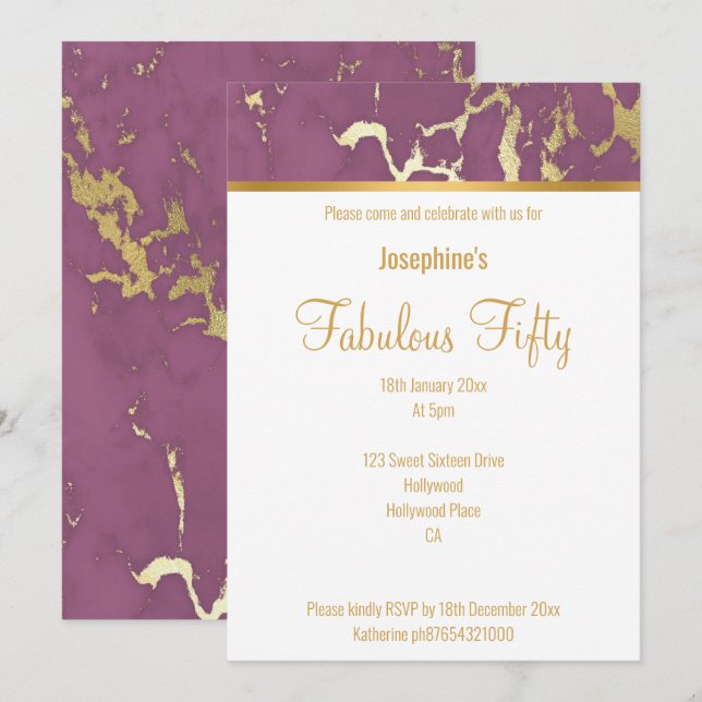 ELEGANTE INVITACIÓN DEL PERSONALIZADO DE ORO BLANC (Anverso / Reverso)