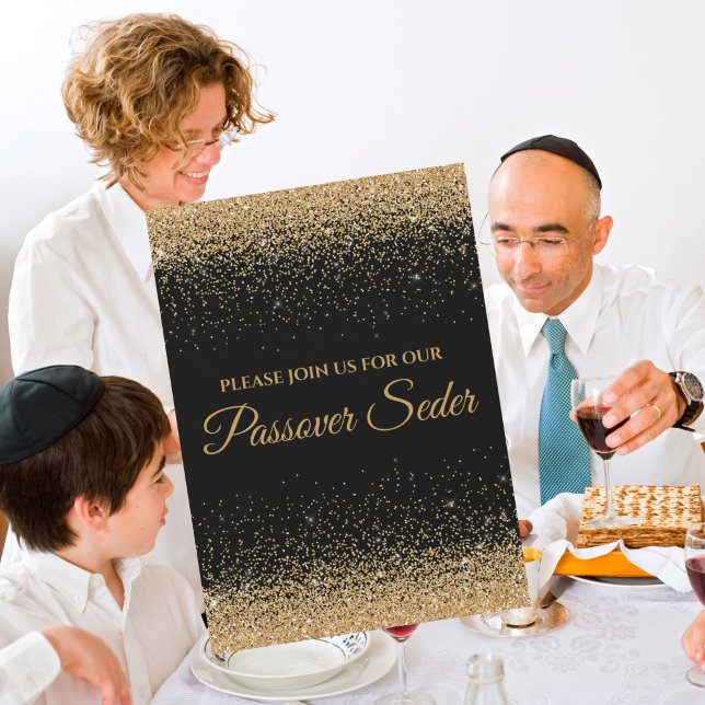 Elegante Invitación del Séder de Pascua Negro y Or (Subido por el creador)